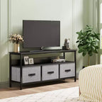 Meuble TV avec Rangement, Petit Meuble Télé de 55 Pouces avec Tiroirs et Étagères, Meuble Console TV & Multimédia pour Salon, Chambre à Coucher