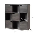Costway Étagère 9 Cases Meuble de Rangement en Bois Étagères de Rangement Séparateur de Pièce Gris/Blanc