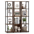 Costway 12-Cube Bookcase 57 Tall Freestanding Bookshelf Industrial Shelf Display Rack