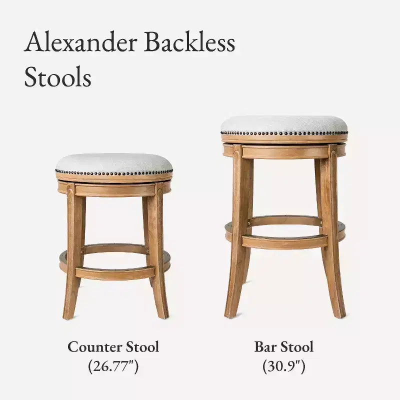 Tabouret de comptoir pivotant sans dossier Maven Lane Alexander avec revêtement en tissu, 27 po
