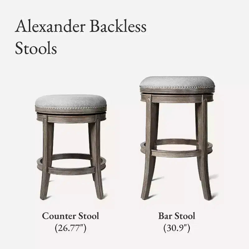 Tabouret de comptoir pivotant sans dossier Maven Lane Alexander avec revêtement en tissu, 27 po