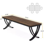 Table à manger rectangulaire de 78 pouces pour 6-8 personnes, grande table de ferme en bois avec pieds en métal robustes