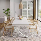 Table à manger rectangulaire de 78 pouces pour 6-8 personnes, grande table de ferme en bois avec pieds en métal robustes