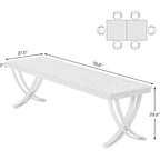 Table à manger rectangulaire de 78 pouces pour 6-8 personnes, grande table de ferme en bois avec pieds en métal robustes