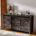 SinCiDo Coiffeuse de ferme 60 avec porte coulissante de grange et 4 tiroirs, Meuble à tiroirs pour salon, chambre à coucher, bar à café