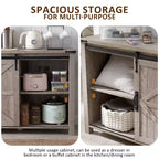 SinCiDo Coiffeuse de ferme 60 avec porte coulissante de grange et 4 tiroirs, Meuble à tiroirs pour salon, chambre à coucher, bar à café