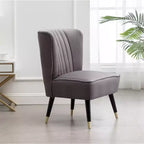 Fauteuil d'appoint moderne en velours Okak avec revêtement confortable, coussins profonds, fauteuil élégant avec pieds en bois massif pour salon, salle de lecture