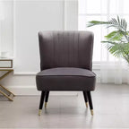 Fauteuil d'appoint moderne en velours Okak avec revêtement confortable, coussins profonds, fauteuil élégant avec pieds en bois massif pour salon, salle de lecture