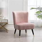 Fauteuil d'appoint moderne en velours Okak avec revêtement confortable, coussins profonds, fauteuil élégant avec pieds en bois massif pour salon, salle de lecture