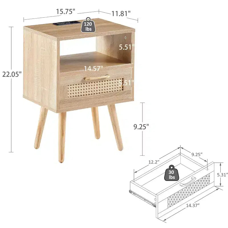 Tiroirs de rangement décoratifs modernes Vatros avec ports USB