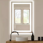 24x36 Inch Anti-Fog Mirror, Large LED Bathroom Mirror with Touch Sensor, White