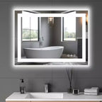 Miroir anti-buée 24x36 pouces, Grand miroir de salle de bain LED avec capteur tactile, Blanc