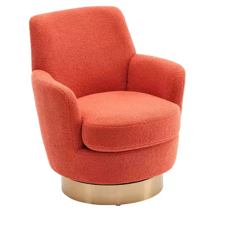Fauteuil pivotant de luxe en velours Okak, fauteuil d'appoint rotatif silencieux à 360° avec base dorée pour salon, chambre, bureau
