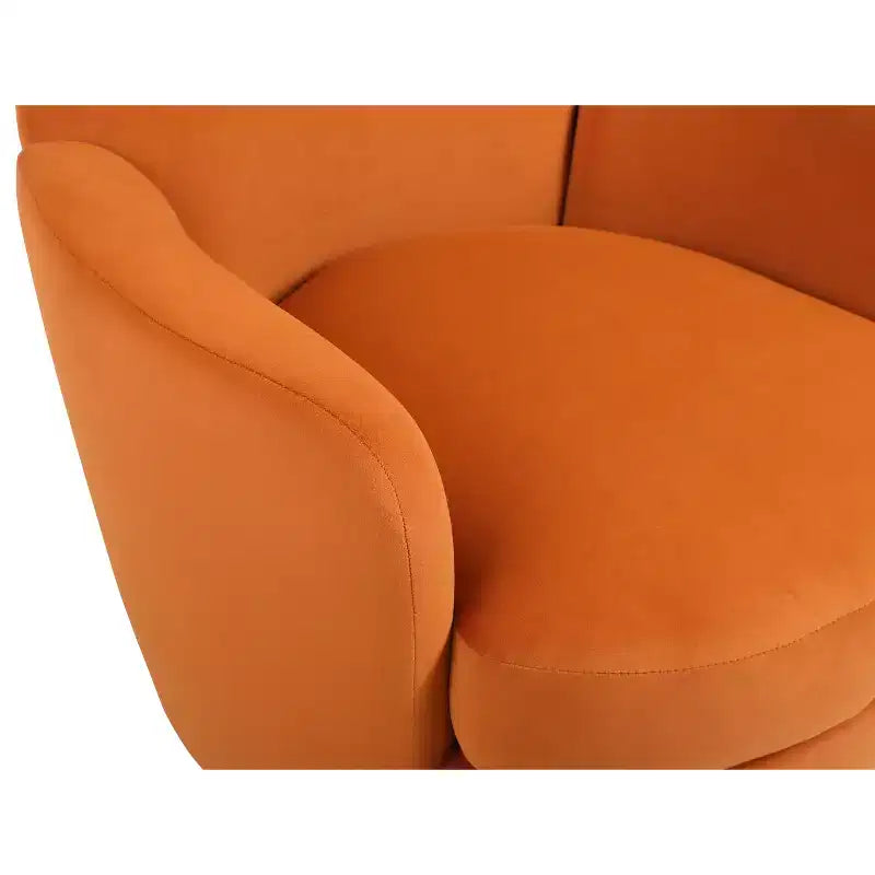 Fauteuil pivotant de luxe en velours Okak, fauteuil d'appoint rotatif silencieux à 360° avec base dorée pour salon, chambre, bureau