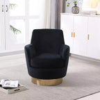 Fauteuil pivotant de luxe en velours Okak, fauteuil d'appoint rotatif silencieux à 360° avec base dorée pour salon, chambre, bureau