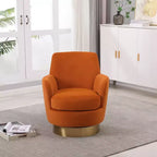 Okak Luxury Velvet Swivel Barrel Chair,360 Silent Rotating Accent Chair with Golden Base for Living Room,Bedroom,Office