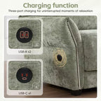 Canapé d'angle modulable Whisen 142, en U avec coussin d'assise extra large, chargeurs USB et USB-C