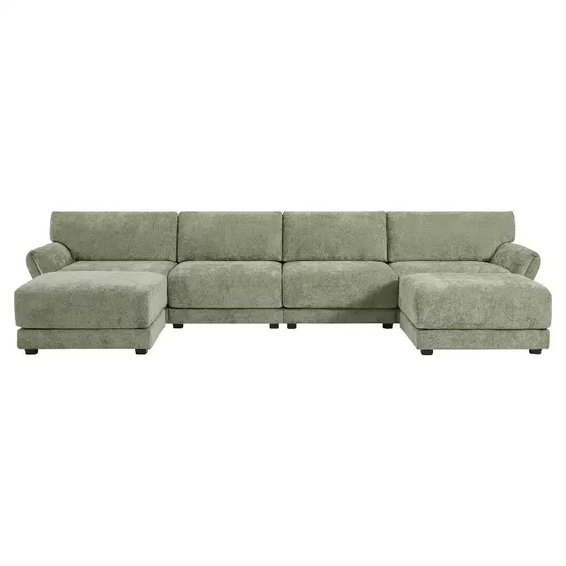 Canapé d'angle modulable Whisen 142, en U avec coussin d'assise extra large, chargeurs USB et USB-C