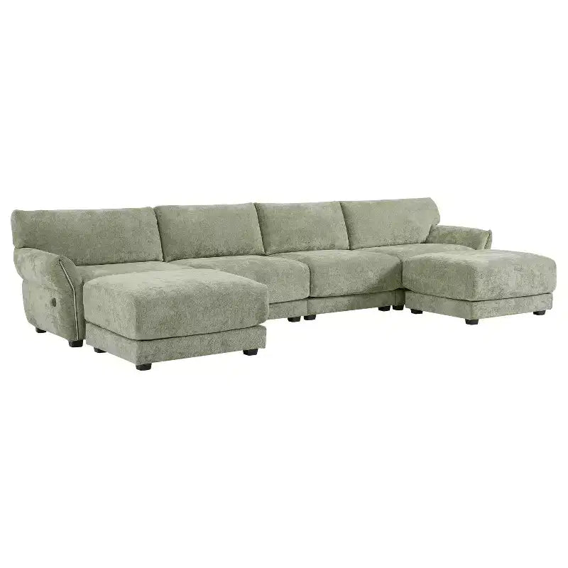 Canapé d'angle modulable Whisen 142, en U avec coussin d'assise extra large, chargeurs USB et USB-C