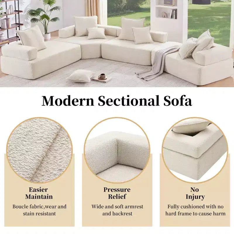Canapé d'angle modulable en U surdimensionné Whisen - Beige