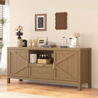 Meuble TV pour téléviseur 65 pouces, console TV de style campagnard pour salon, meuble de divertissement haut avec doubles portes coulissantes pour chambre à coucher