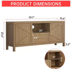 Meuble TV pour téléviseur 65 pouces, console TV de style campagnard pour salon, meuble de divertissement haut avec doubles portes coulissantes pour chambre à coucher