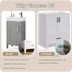 Meuble-lavabo de 16 po avec évier, meuble-lavabo de salle de bain vintage avec portes, meuble de salle de bain autoportant en bois de style rustique avec dessus