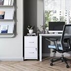 VIYET 25H Caisson de classement mobile à 2 tiroirs verrouillables, armoire roulante en métal sous le bureau avec roues, compatible avec les documents de format légal/lettre/A4 pour le bureau à domicile (blanc)