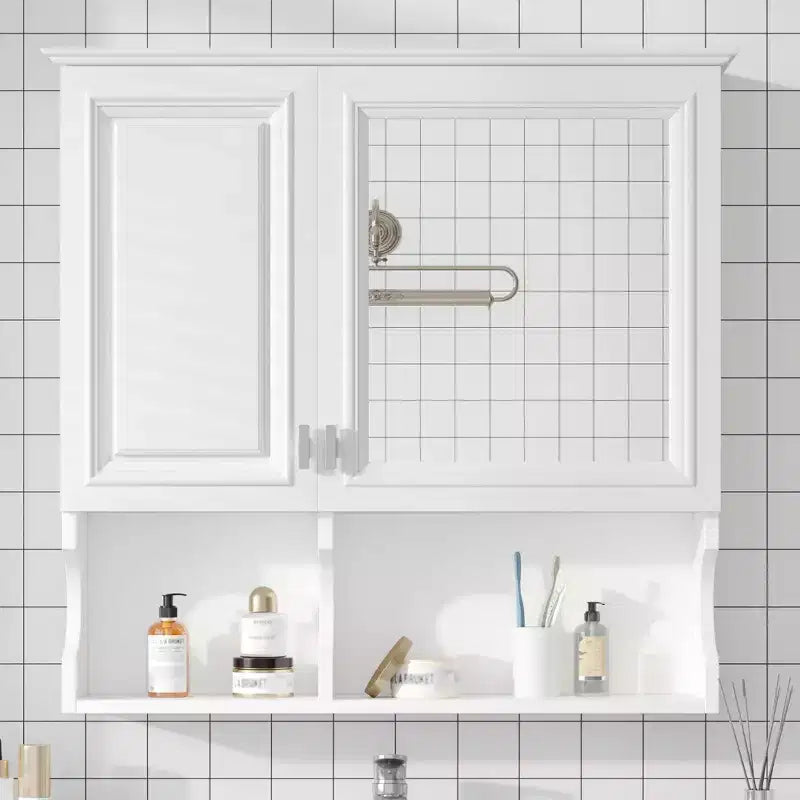 Meuble haut de salle de bain CASAINC 30'' avec miroir, étagères ouvertes, portes et étagère réglable