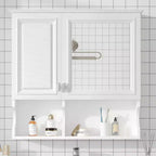 Meuble haut de salle de bain CASAINC 30'' avec miroir, étagères ouvertes, portes et étagère réglable