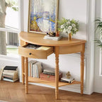 GDFStudio Malory Table console demi-lune de ferme 39 po avec tiroir et étagère