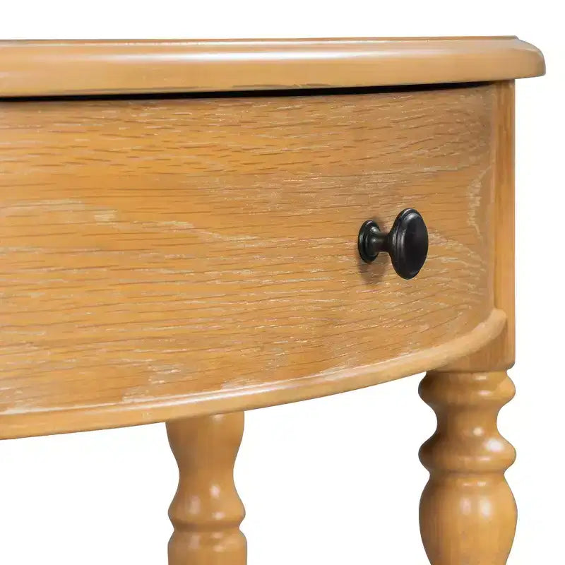 GDFStudio Malory Table console demi-lune de ferme 39 po avec tiroir et étagère