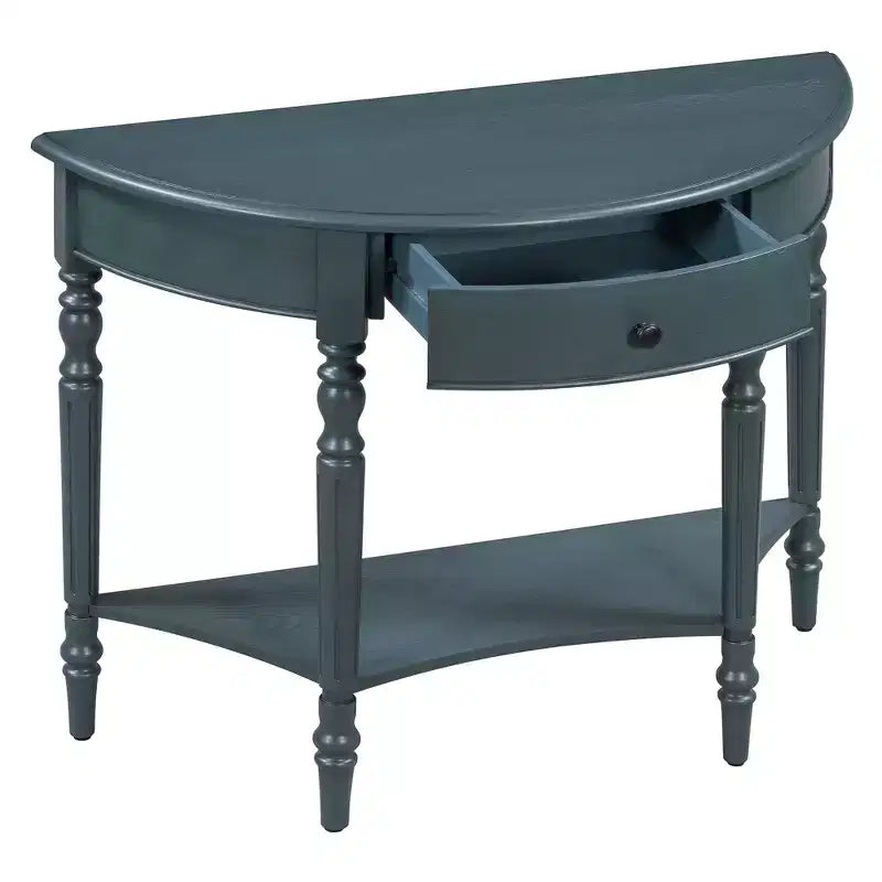 GDFStudio Malory Table console demi-lune de ferme 39 po avec tiroir et étagère