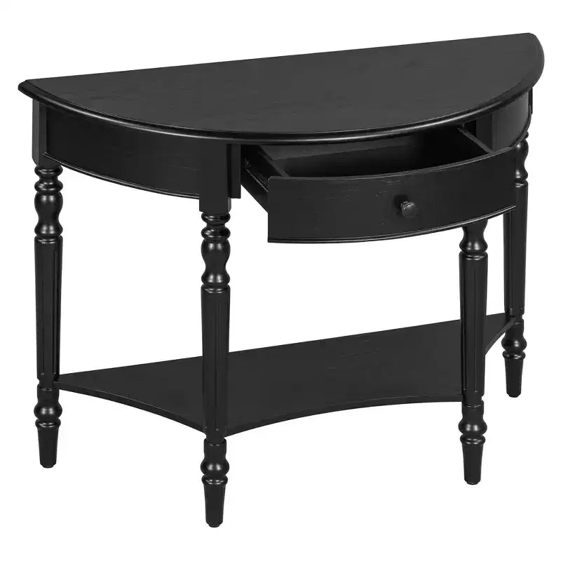 GDFStudio Malory Table console demi-lune de ferme 39 po avec tiroir et étagère