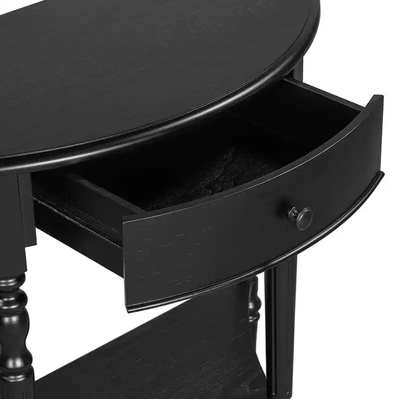 GDFStudio Malory Table console demi-lune de ferme 39 po avec tiroir et étagère