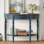 GDFStudio Malory Table console demi-lune de ferme 39 po avec tiroir et étagère