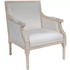 Fauteuil d'appoint français, cadre en bois traditionnel, revêtement en lin, finition vieillie, à l'unité