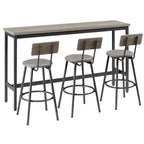 Ensemble de salle à manger industriel 4 pièces avec 3 tabourets de comptoir rembourrés, table de bar de cuisine ou de maison peu encombrante - Panipeachy