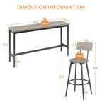 Ensemble de salle à manger industriel 4 pièces avec 3 tabourets de comptoir rembourrés, table de bar de cuisine ou de maison peu encombrante - Panipeachy