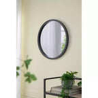 Miroir mural rond de 50 x 50 cm avec cadre en bois noir