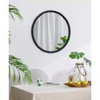 32 Inch Round Wall Mirror with Beaded Metal Frame