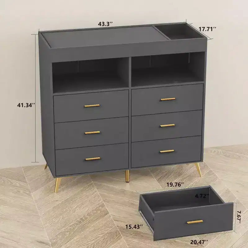 Acekool Commode à Langer avec Tiroirs Pieds en Métal Meuble de Rangement pour Chambre de Bébé