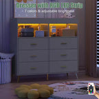 Acekool Commode à Langer avec Tiroirs Pieds en Métal Meuble de Rangement pour Chambre de Bébé