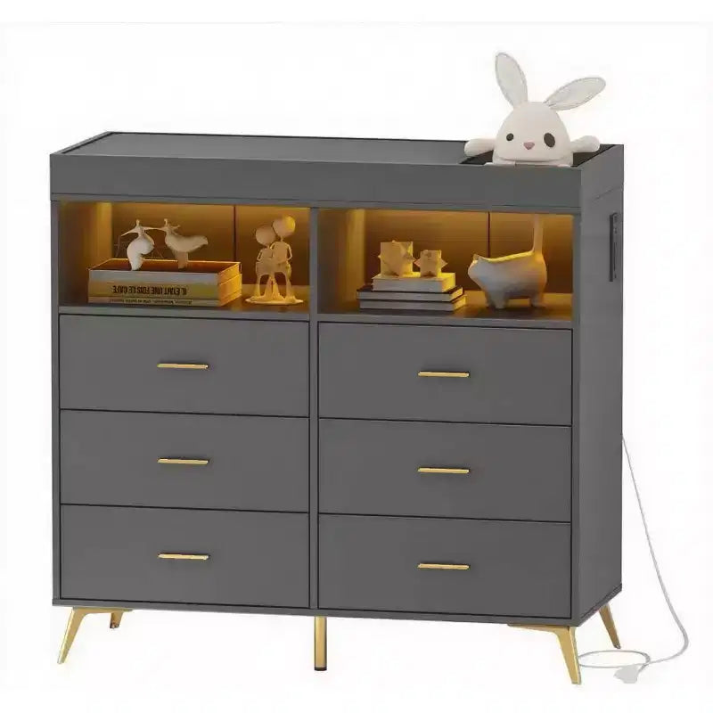 Acekool Commode à Langer avec Tiroirs Pieds en Métal Meuble de Rangement pour Chambre de Bébé