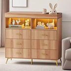 Acekool Commode à Langer avec Tiroirs Pieds en Métal Meuble de Rangement pour Chambre de Bébé