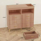 Acekool Commode à Langer avec Tiroirs Pieds en Métal Meuble de Rangement pour Chambre de Bébé