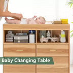 Acekool Commode à Langer avec Tiroirs Pieds en Métal Meuble de Rangement pour Chambre de Bébé