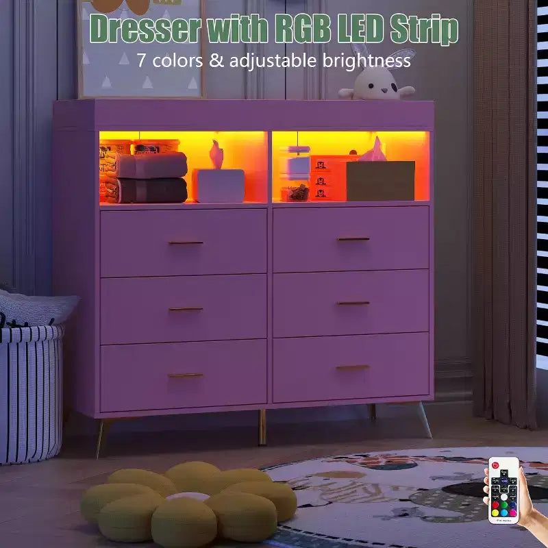 Acekool Commode à Langer avec Tiroirs Pieds en Métal Meuble de Rangement pour Chambre de Bébé