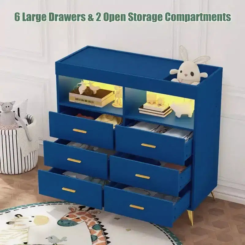 Acekool Commode à Langer avec Tiroirs Pieds en Métal Meuble de Rangement pour Chambre de Bébé