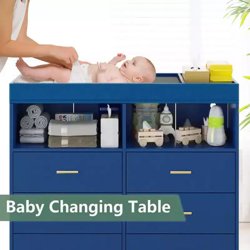 Acekool Commode à Langer avec Tiroirs Pieds en Métal Meuble de Rangement pour Chambre de Bébé